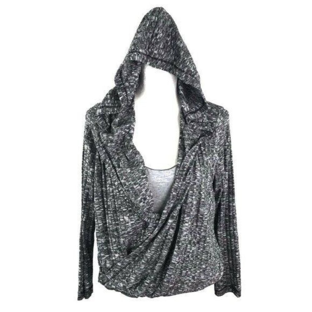 Juicy Couture Gray Hooded Faux Wrap Sweater - Picture 4 of 11